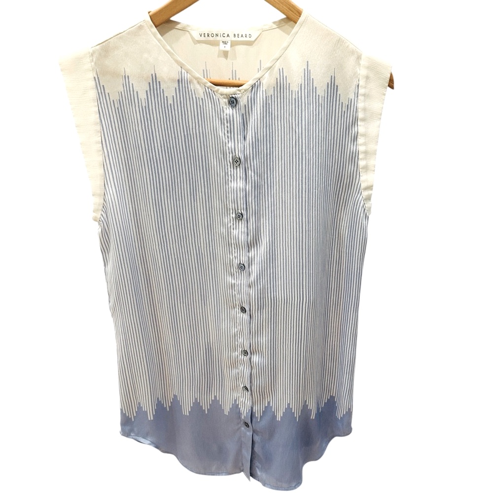 Veronica Beard | Silk Sleeveless Blouse With Rolled Sleeves